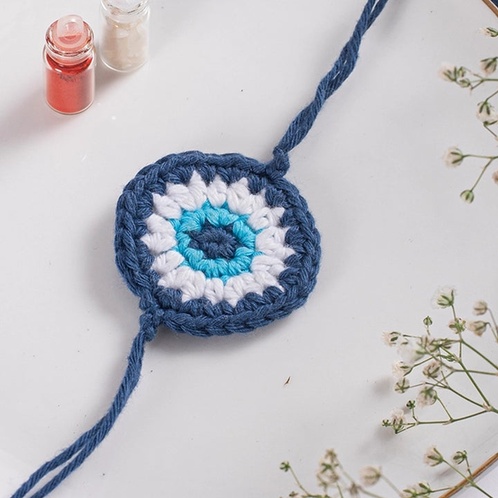 Crochet Blue Evil Eye Rakhi