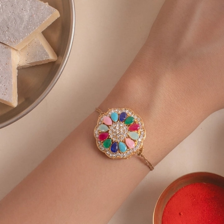 Multi-colour Stone Rakhi