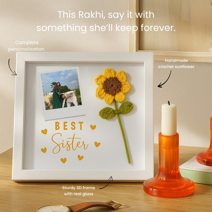 Custom 3D Sunflower Frame - Rakhi Gift for Sister