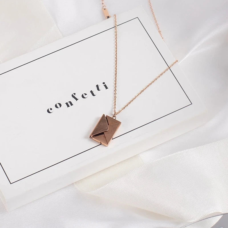 Photo Pendant envelope Necklace - custom, unique, romantic gift for her