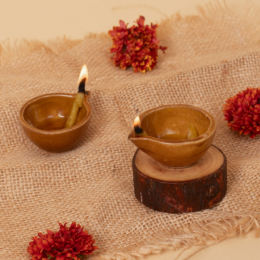 Brown Ceramic Diya