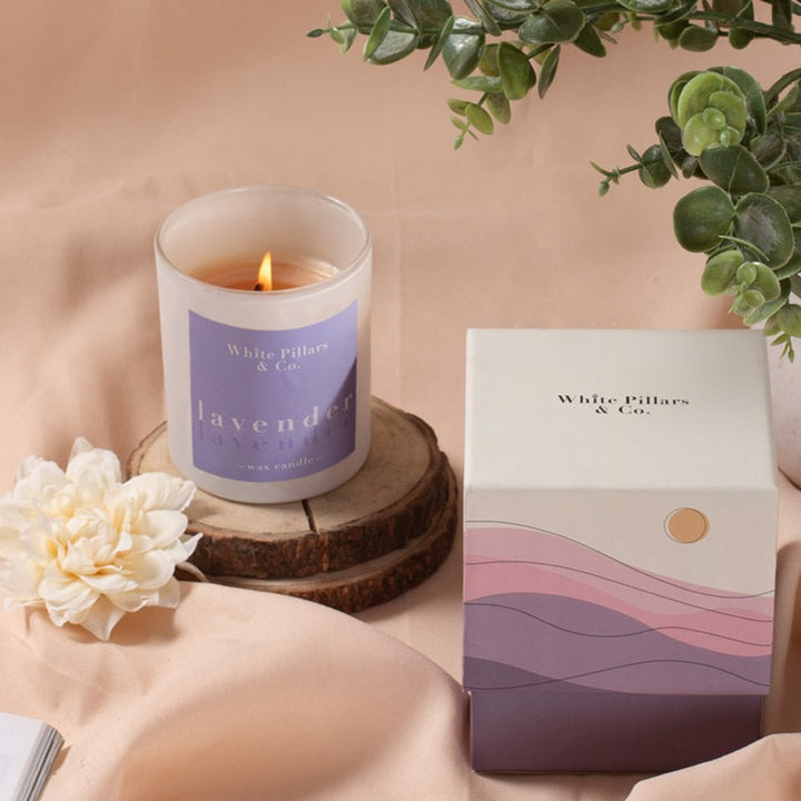 White Pillars & Co Lavender Scented Candle Gift Box