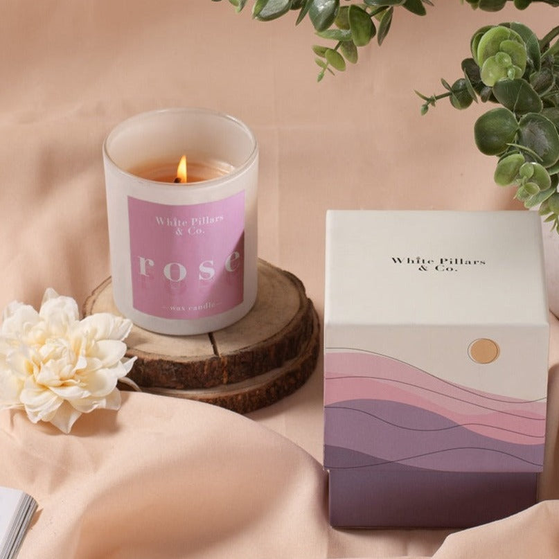 White Pillars & Co Rose Scented Candle Gift Box