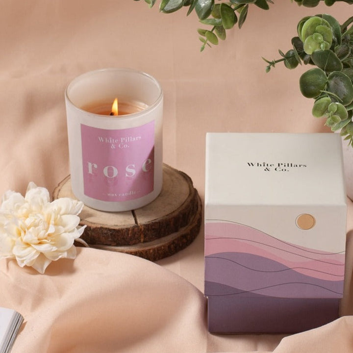 White Pillars & Co Rose Scented Candle Gift Box