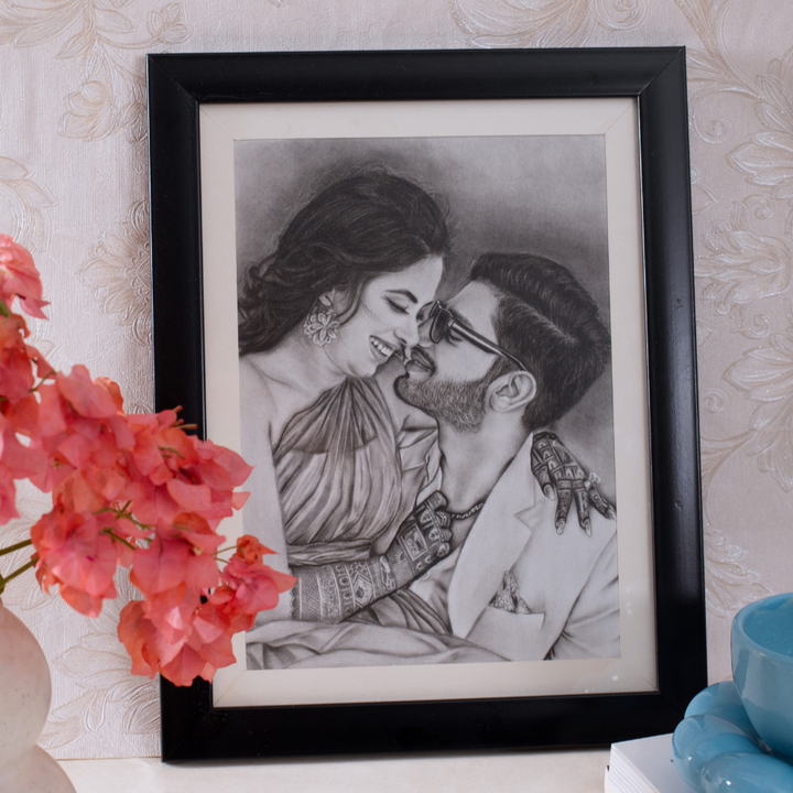 Hand Drawn Personalized Couple Portrait