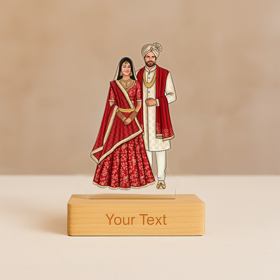 Personalized Indian Wedding Caricature – Unique Couple Gift Idea