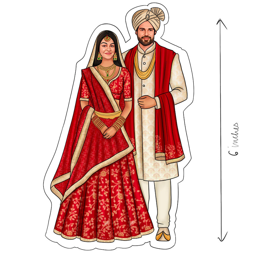 Personalized Indian Wedding Caricature – Unique Couple Gift Idea