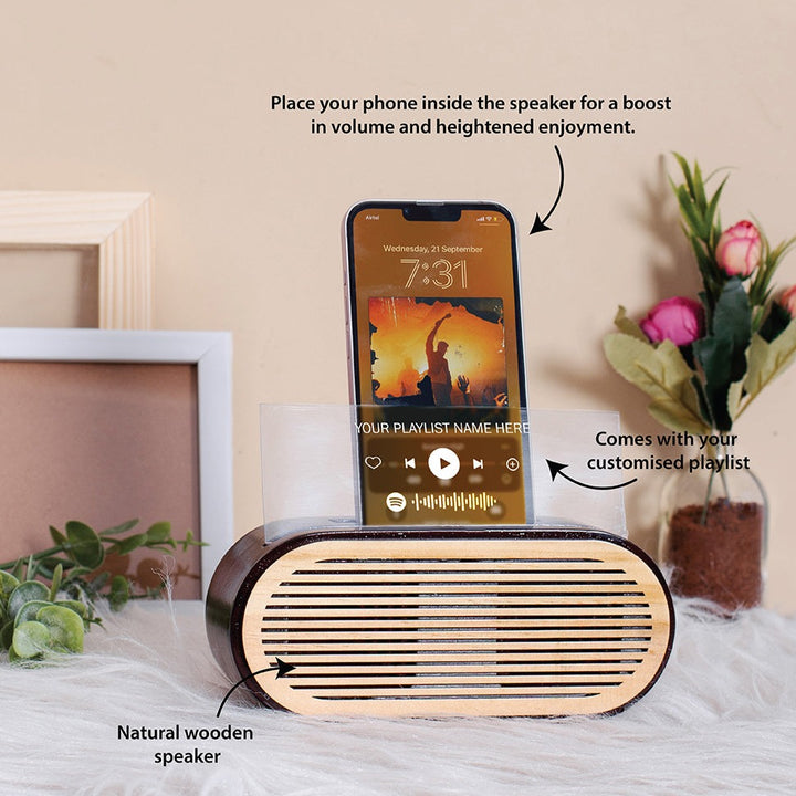 "Amplify & Chill" Wooden Sound Booster