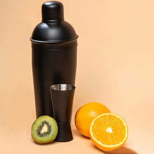 Black Cocktail Shaker and Peg measurer