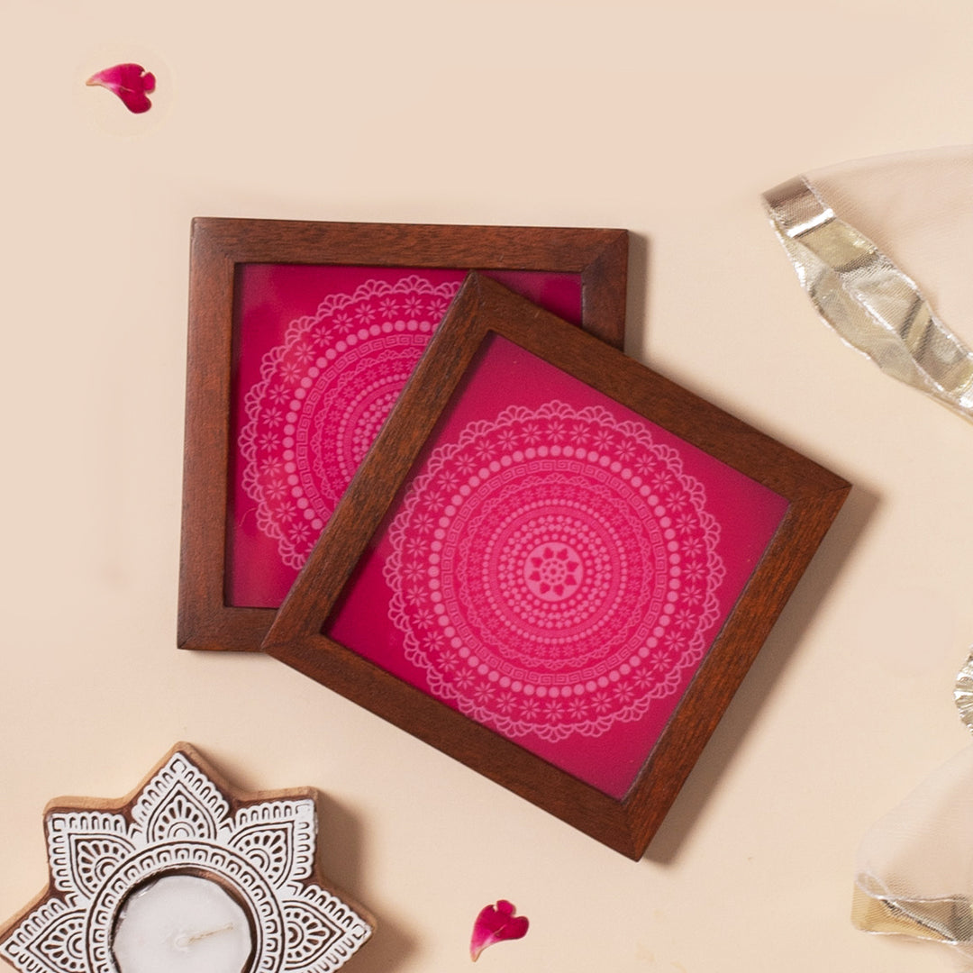 Mandala Design Coasters Set of 2
