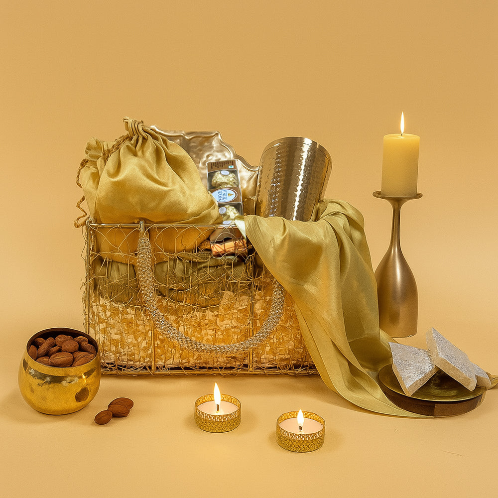 Glow & Gourmet Hamper - Rakhi Gift Box with Luxe Aroma Decor & Treats