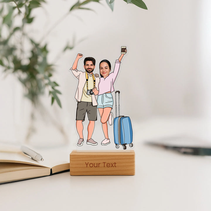 Personalized Acrylic Caricature - Custom Gift for Travel Couples