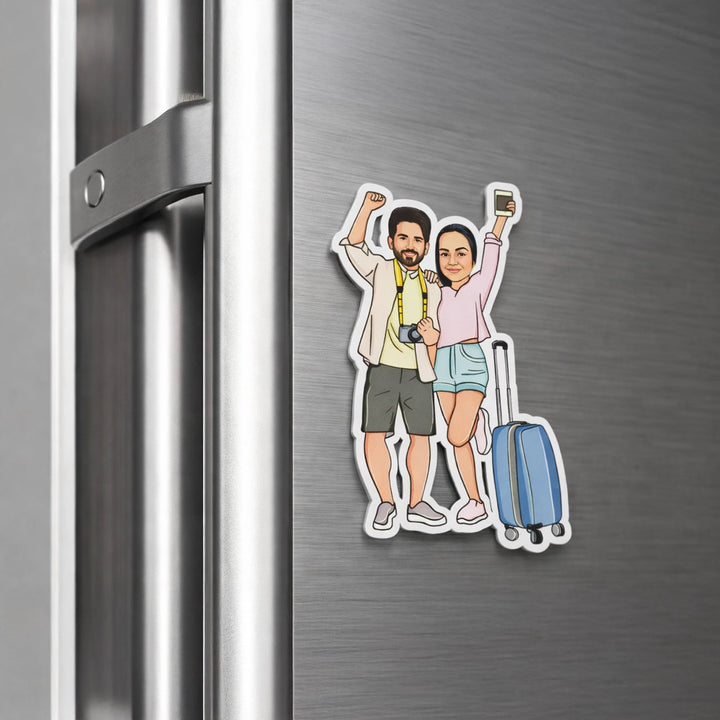 Travel Couples Caricature Fridge Magnet