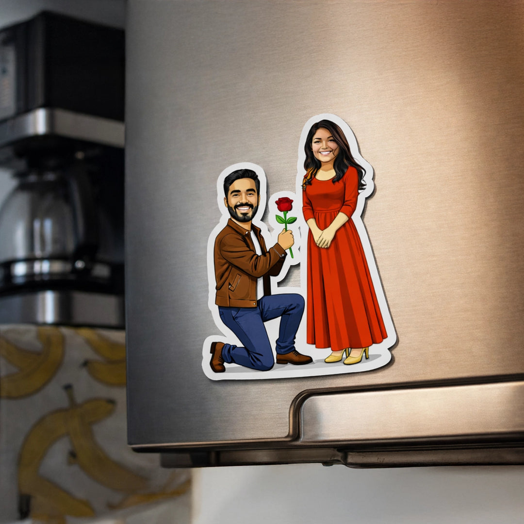 Rose Couple Caricature Fridge Magnet