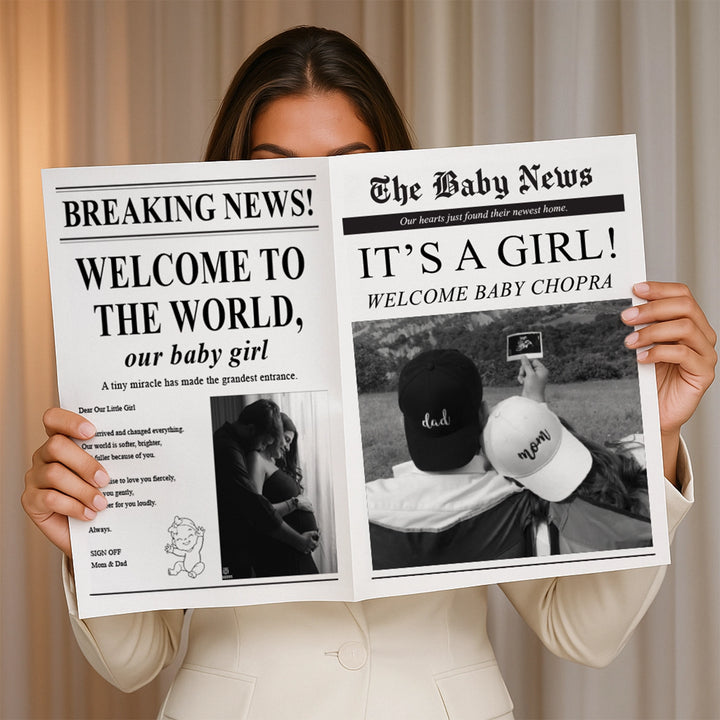 Personalised Announcement Baby Girl Newspaper
