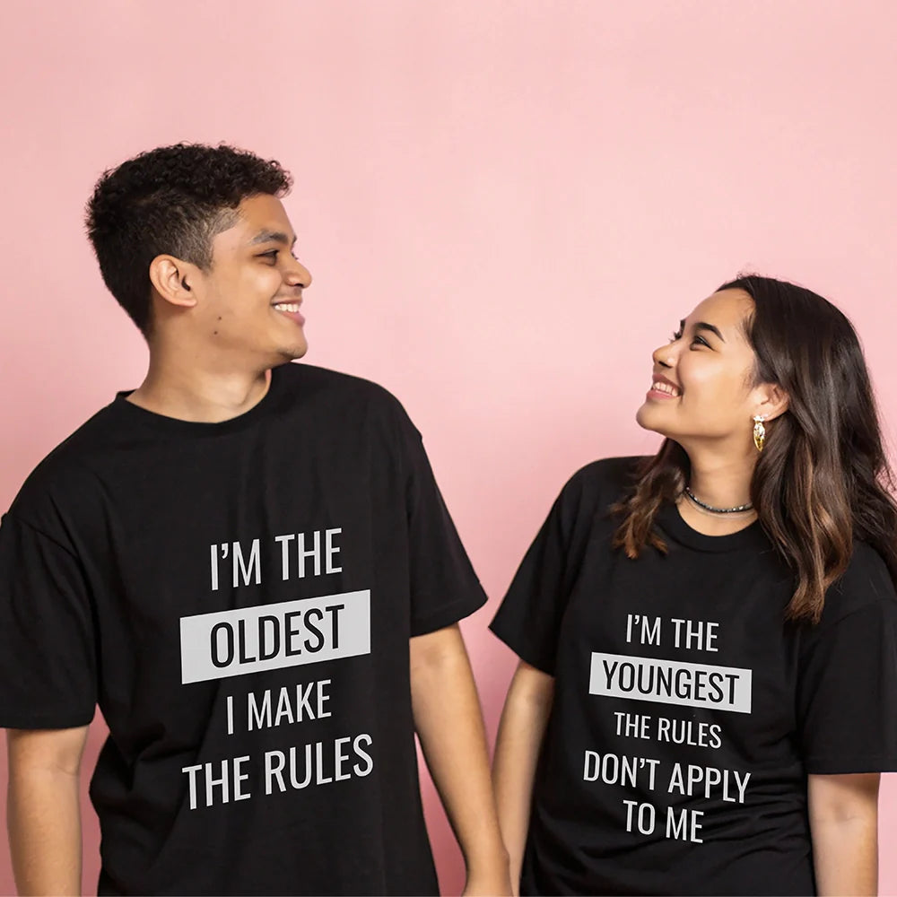 Funny Sibling Tees - ‘I Make the Rules’ & ‘Rules Don’t Apply’ Combo