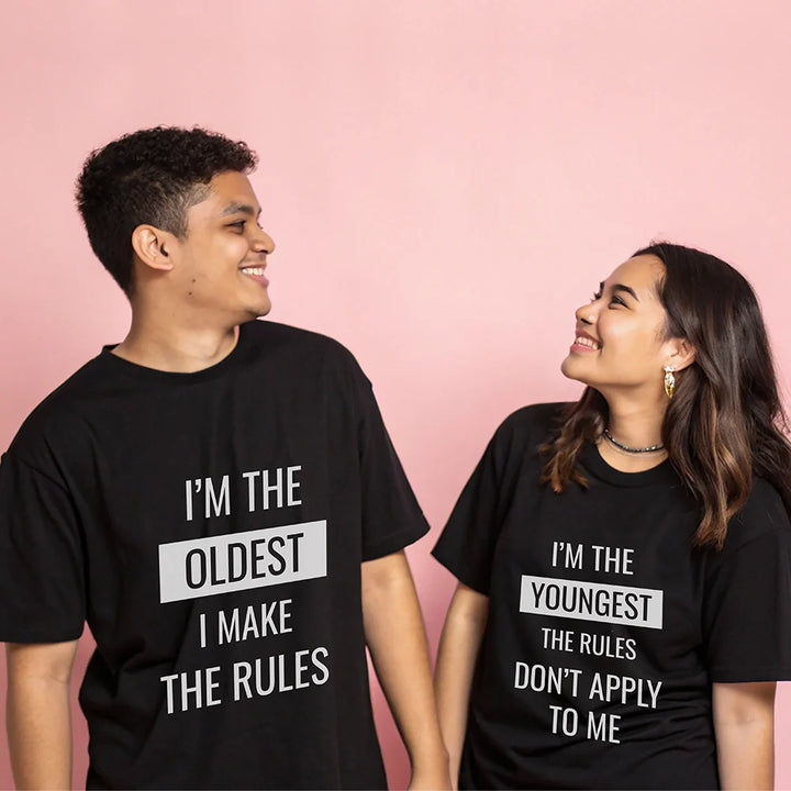 Funny Sibling Tees - ‘I Make the Rules’ & ‘Rules Don’t Apply’ Combo