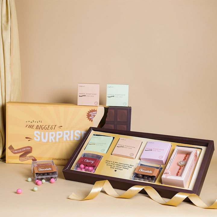 Ultimate Rakhi Surprise Box with Dragees and Cookies