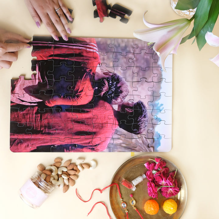 Festive Gift Box: Rakhi, Customized Puzzle and Nutty Delight