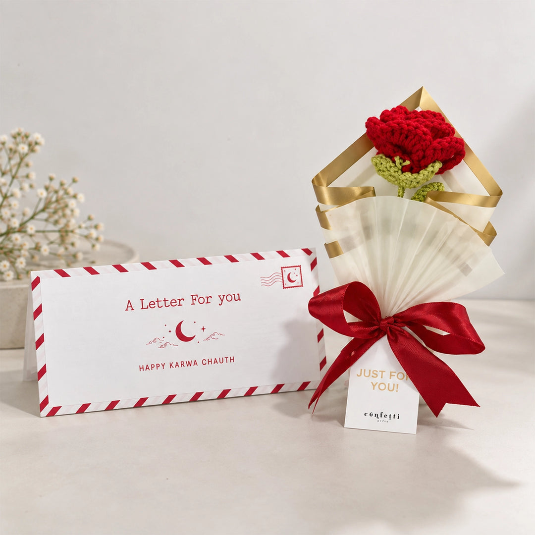 Karwa Chauth Letter & Bouquet Combo