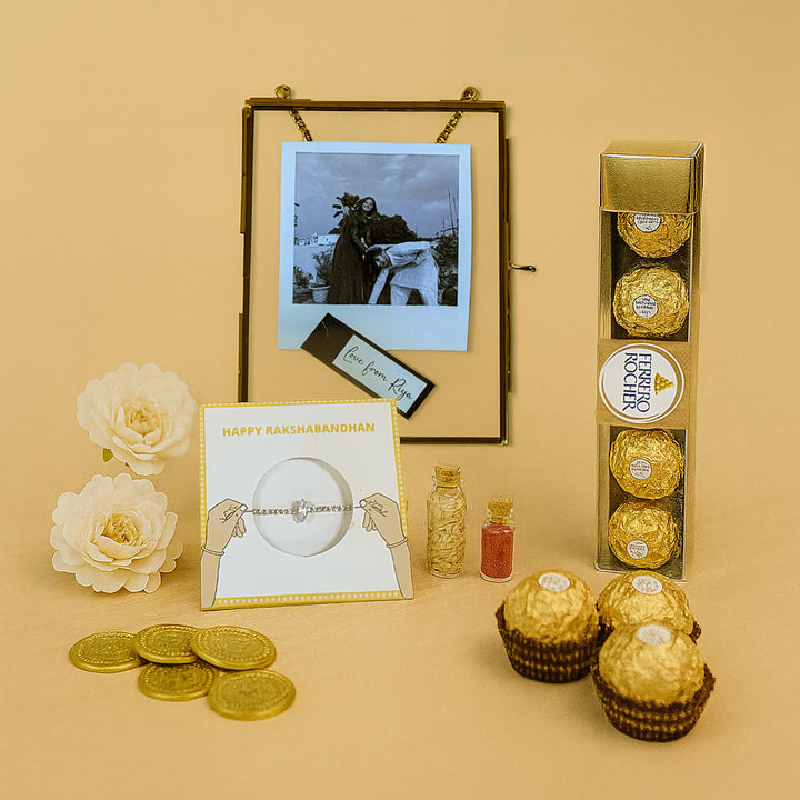 Metal Frame and Chocolate Gift Hamper for Rakhi