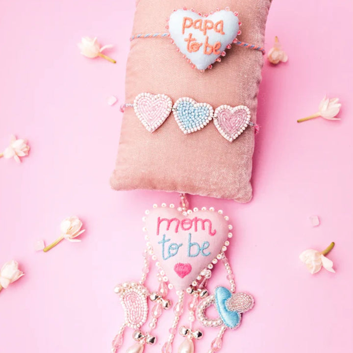 Papa To Be 3D Heart Rakhi & Mom To Be