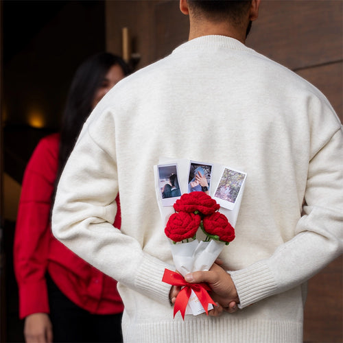 Red Crochet Love Bouquet – Personalized Floral Keepsake
