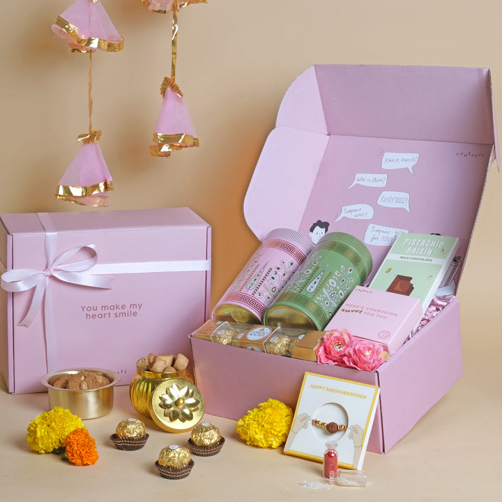 Rakhi Premium Sweet Treat Hamper with Dry Fruits and Chocolates