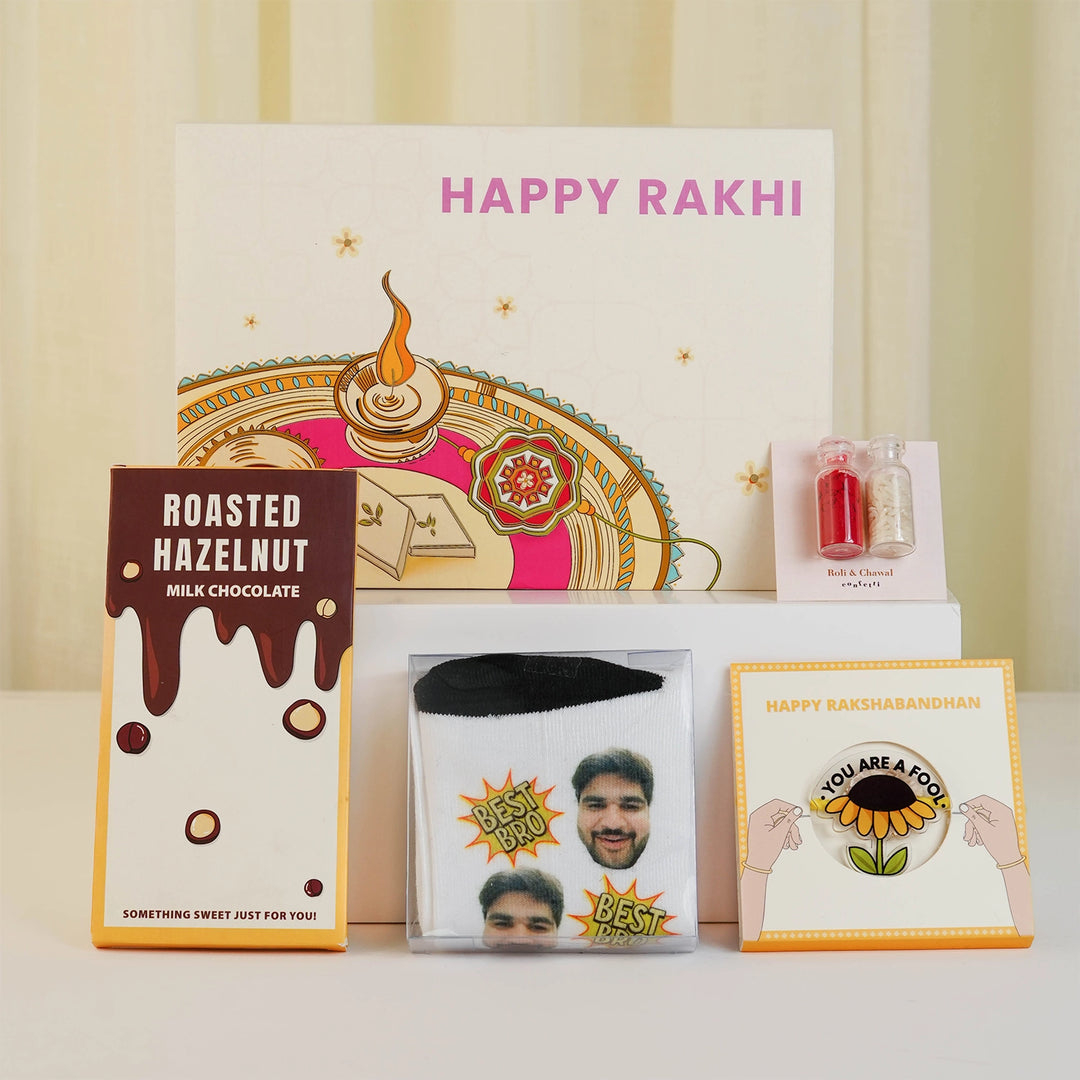 Custom Socks & Sweet Rakhi Combo