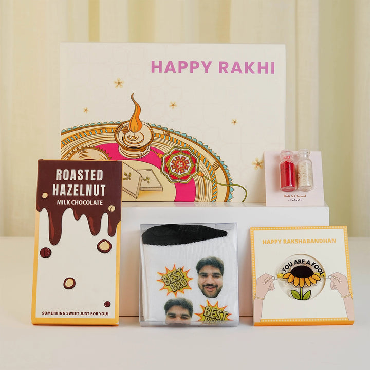 Custom Socks & Sweet Rakhi Combo
