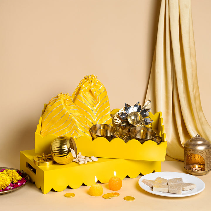 Golden Glow Delight- Diya & Dry Fruit Gift Hamper