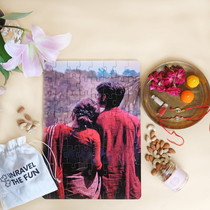 Festive Gift Box: Rakhi, Customized Puzzle and Nutty Delight