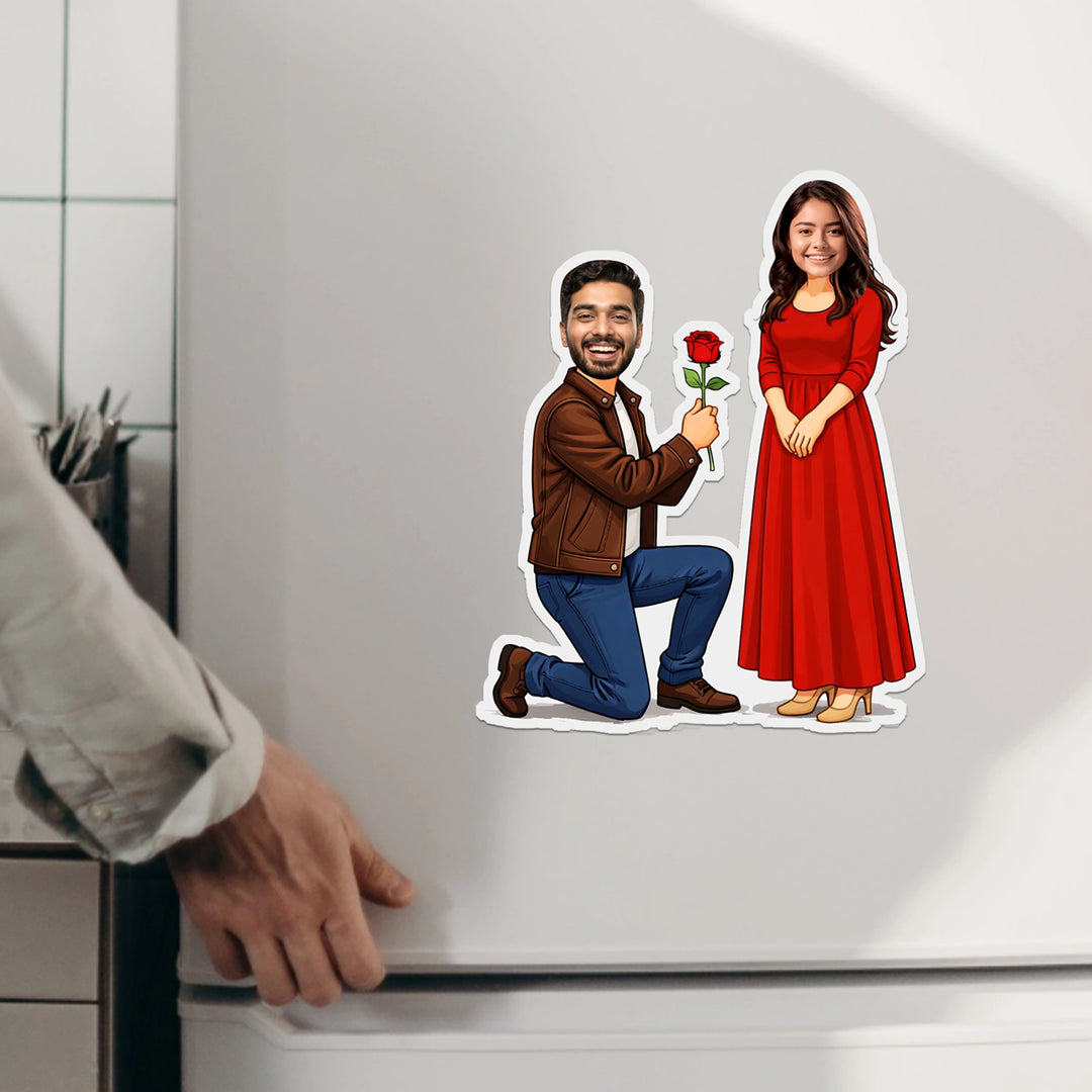 Rose Couple Caricature Fridge Magnet