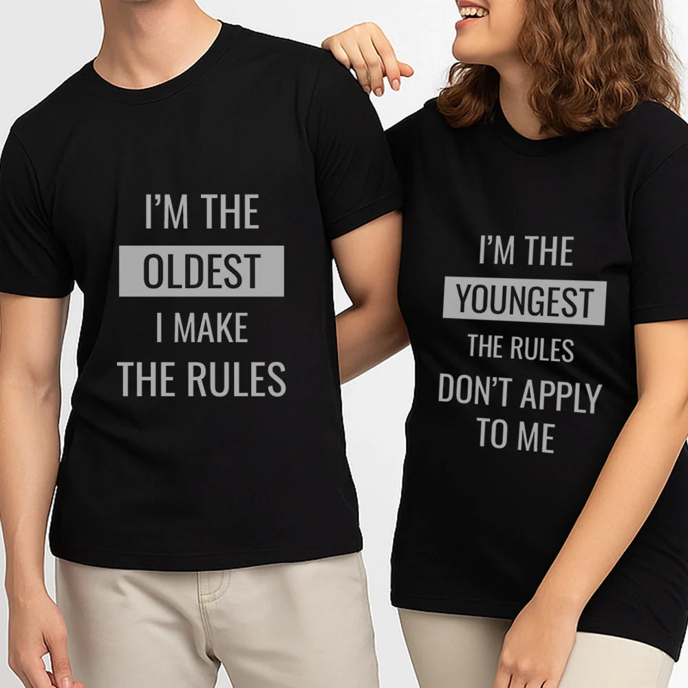 Funny Sibling Tees - ‘I Make the Rules’ & ‘Rules Don’t Apply’ Combo