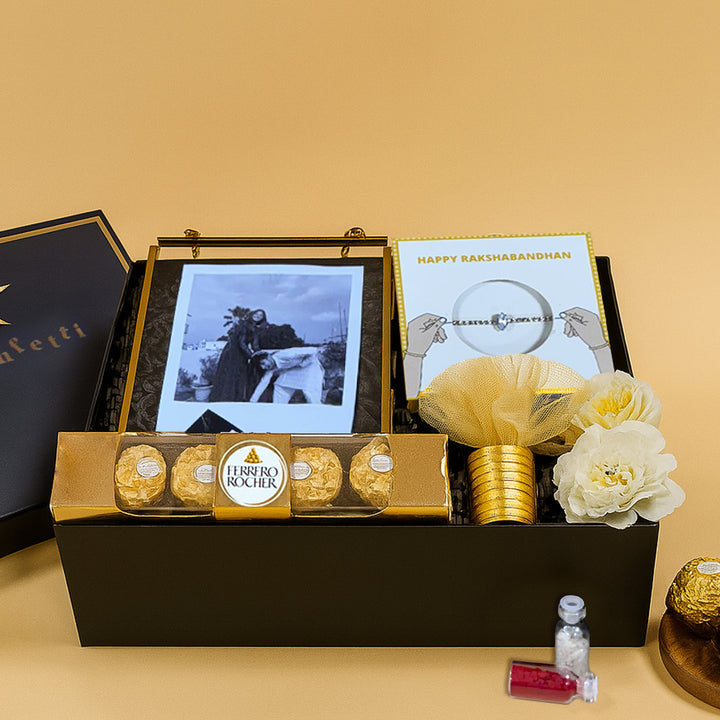 Metal Frame and Chocolate Gift Hamper for Rakhi