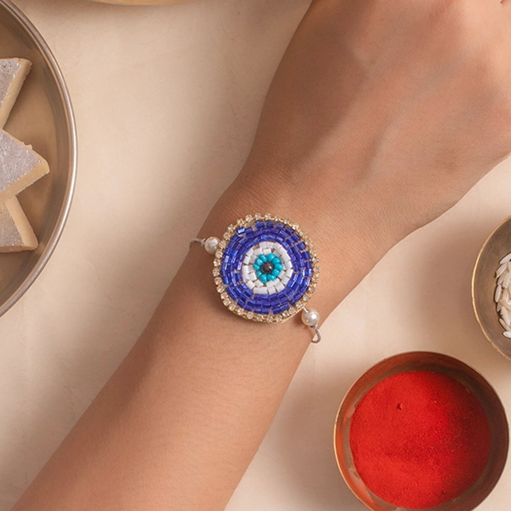 Blue Evil Eye Rakhi Combo