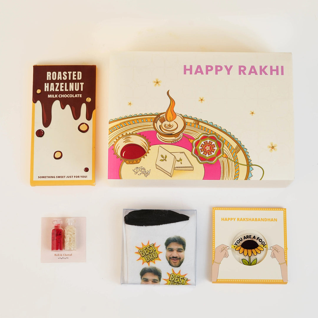 Custom Socks & Sweet Rakhi Combo