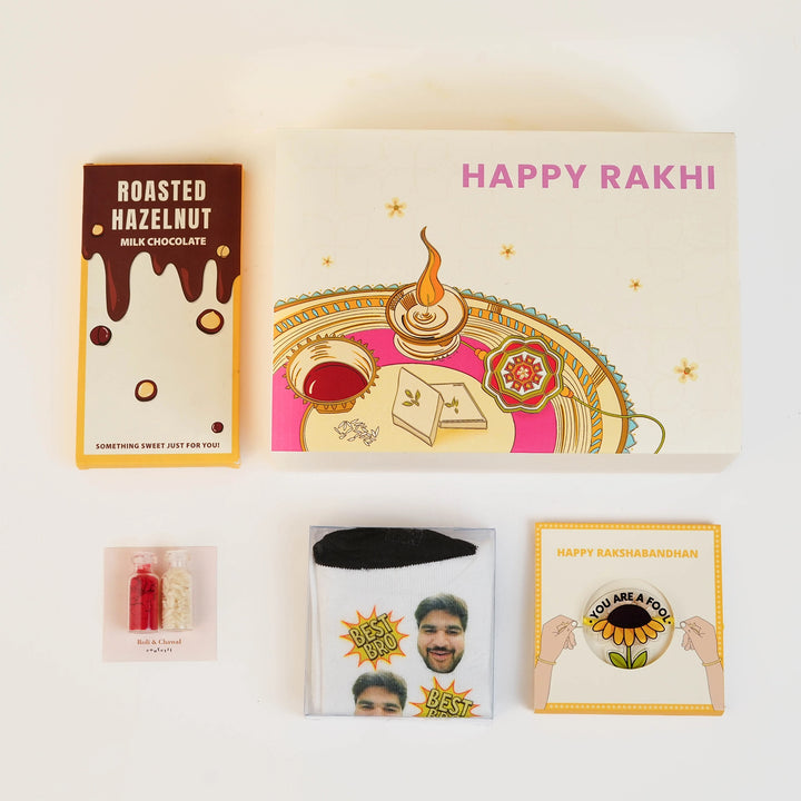 Custom Socks & Sweet Rakhi Combo