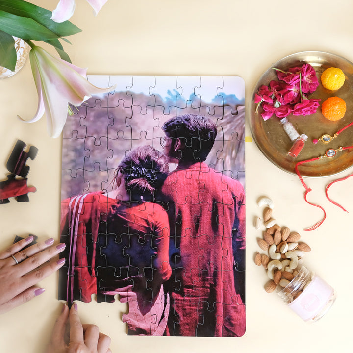 Festive Gift Box: Rakhi, Customized Puzzle and Nutty Delight