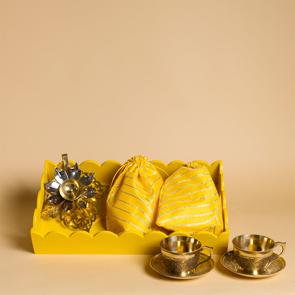 Golden Glow Delight- Diya & Dry Fruit Gift Hamper