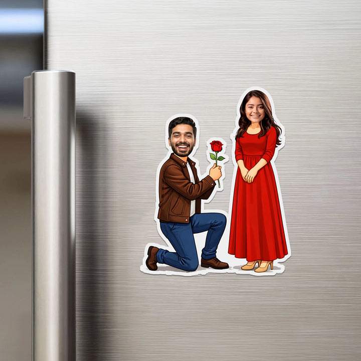 Rose Couple Caricature Fridge Magnet