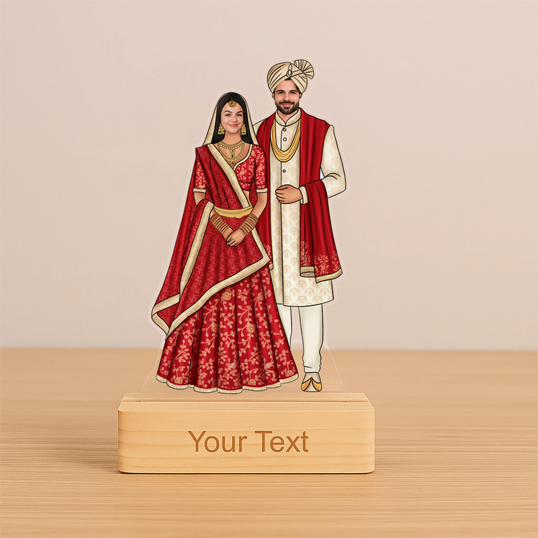 Personalized Indian Wedding Caricature – Unique Couple Gift Idea