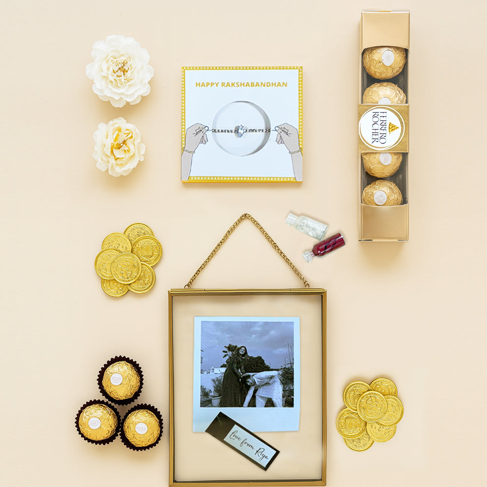 Metal Frame and Chocolate Gift Hamper for Rakhi