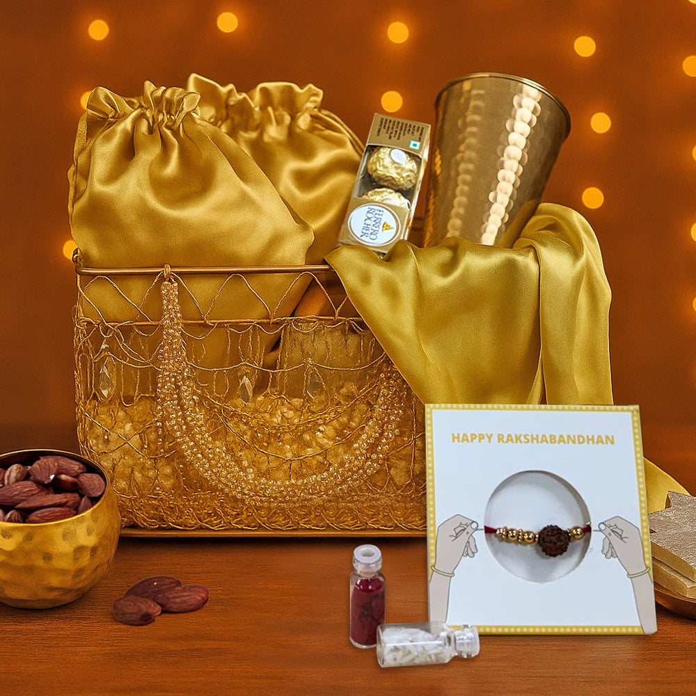 Glow & Gourmet Hamper - Rakhi Gift Box with Luxe Aroma Decor & Treats