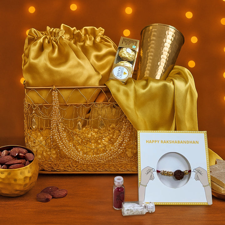 Glow & Gourmet Hamper - Rakhi Gift Box with Luxe Aroma Decor & Treats