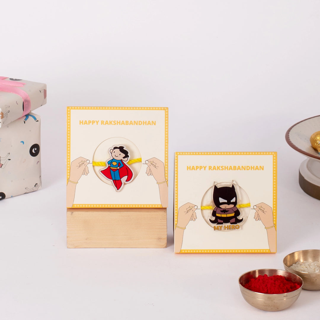 Acrylic Superhero Rakhis Combo