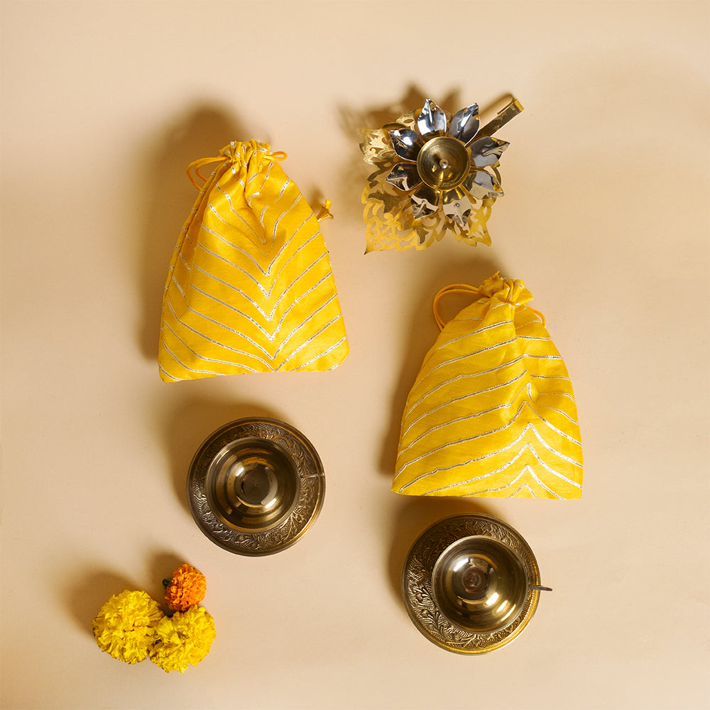 Golden Glow Delight- Diya & Dry Fruit Gift Hamper