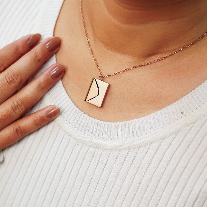 Photo Pendant Envelope Necklace - custom, unique, romantic gift for her