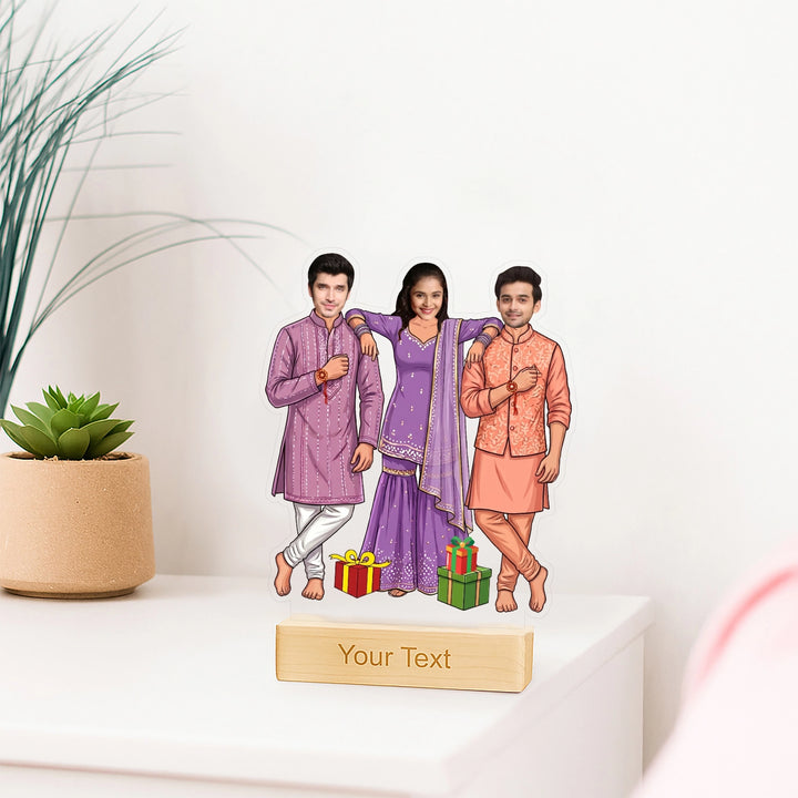 Triple Trouble Rakhi Caricature