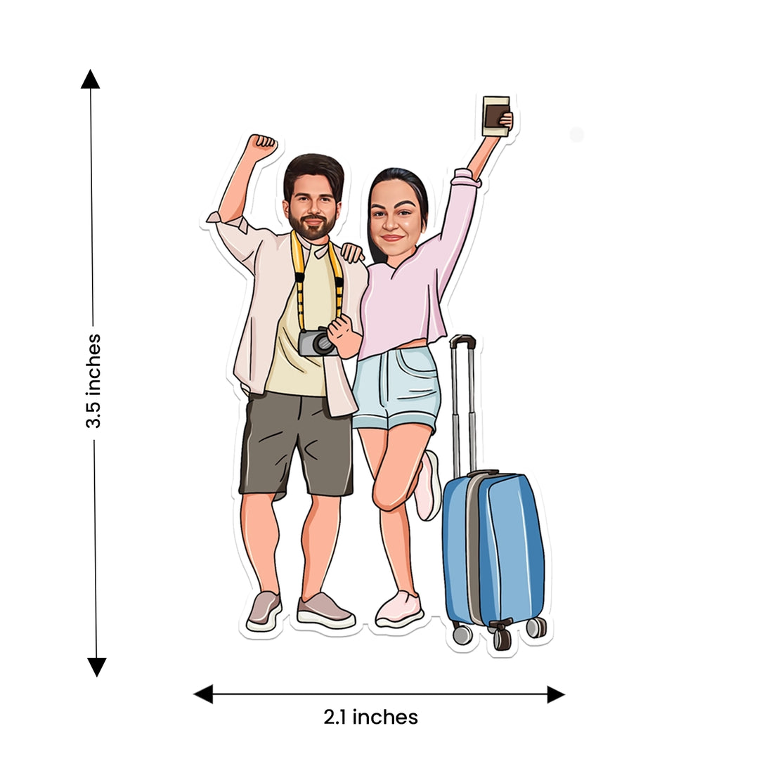 Travel Couples Caricature Fridge Magnet